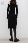 marc le bihan turtleneck dress 21962 E23 black